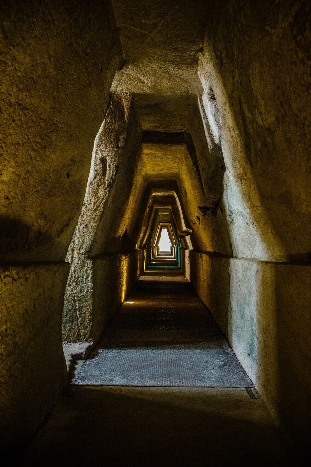 The trapezoidal rock-cut gallery of the Antro della Sibilla, the Sibyl's cave, at Cuma in the Campi Flegrei