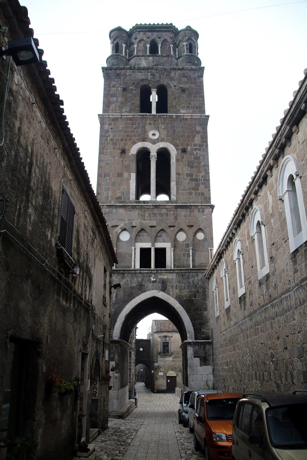 The medieval bell tower of the cathedral of San Michele Arcangelo in the hill village of Casertavecchia