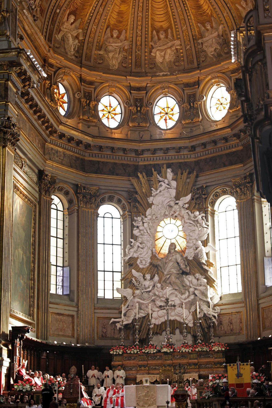 The Baroque interior of Naples Cathedral during the feast of San Gennaro