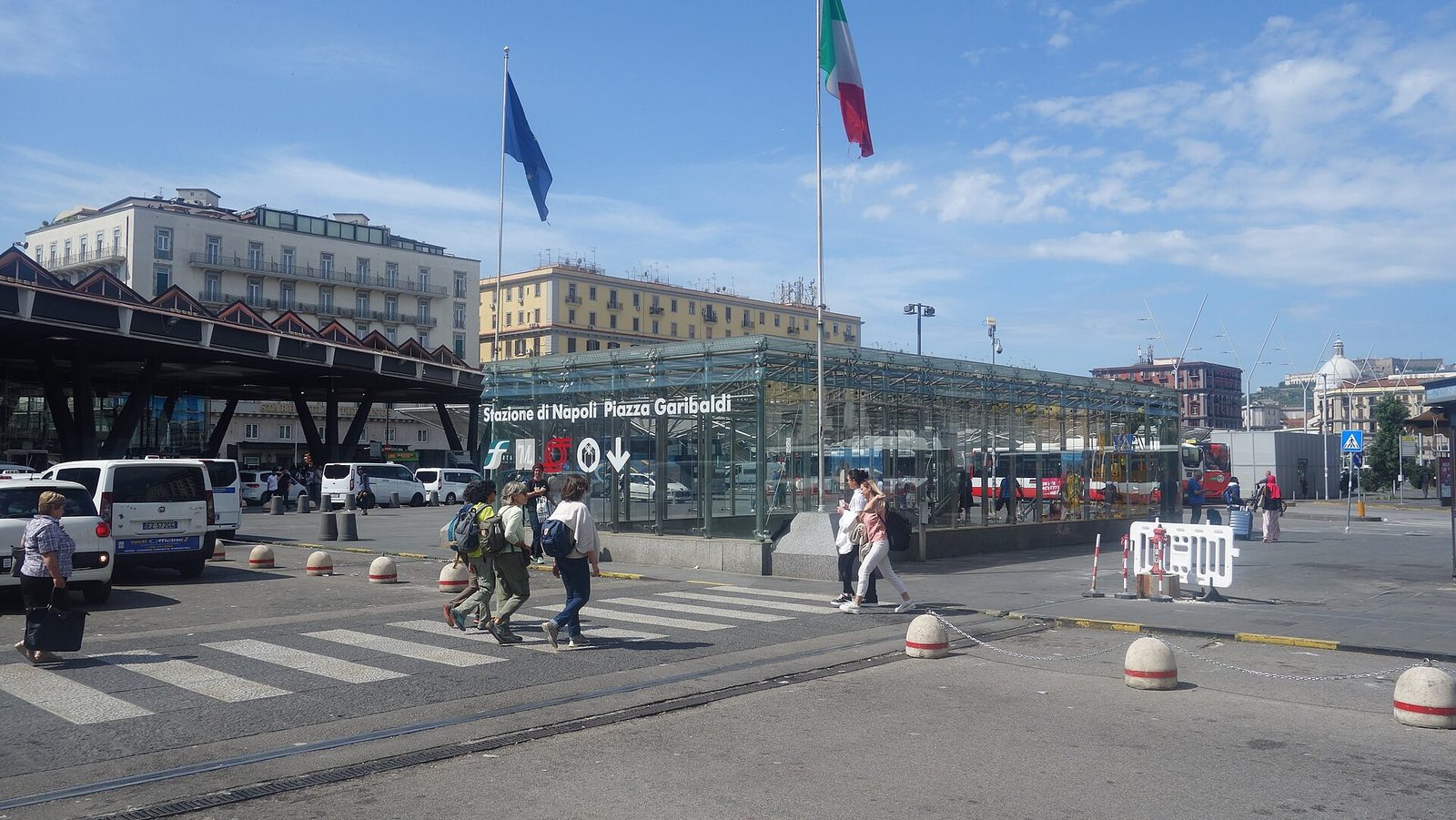 The Piazza Garibaldi entrance to Napoli Centrale station, where the metro and Circumvesuviana connect