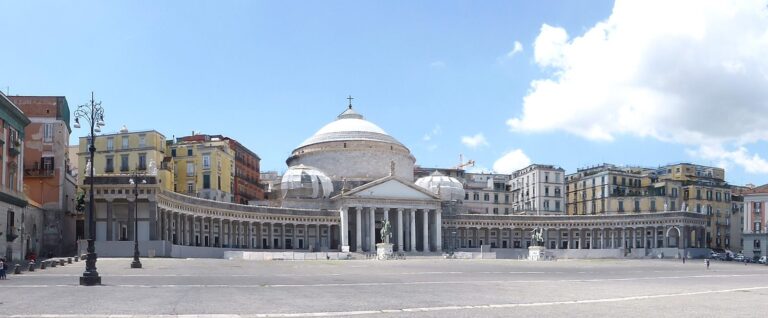 Piazza del Plebiscito in Naples with the colonnade and dome of San Francesco di Paola