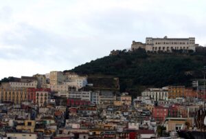 The Spanish Quarter climbing the hillside below the Certosa di San Martino in Naples, Italy