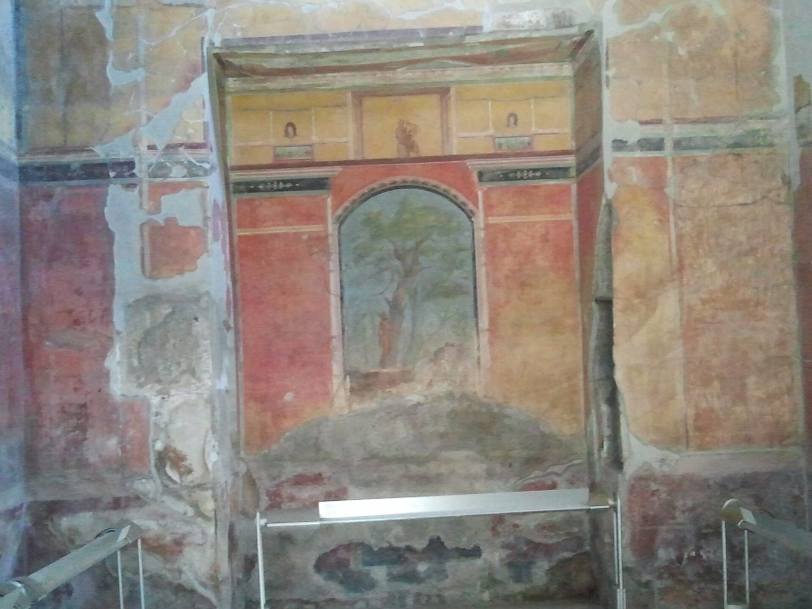 A painted wall with architectural frescoes in the Villa of Poppaea at Oplontis near Naples
