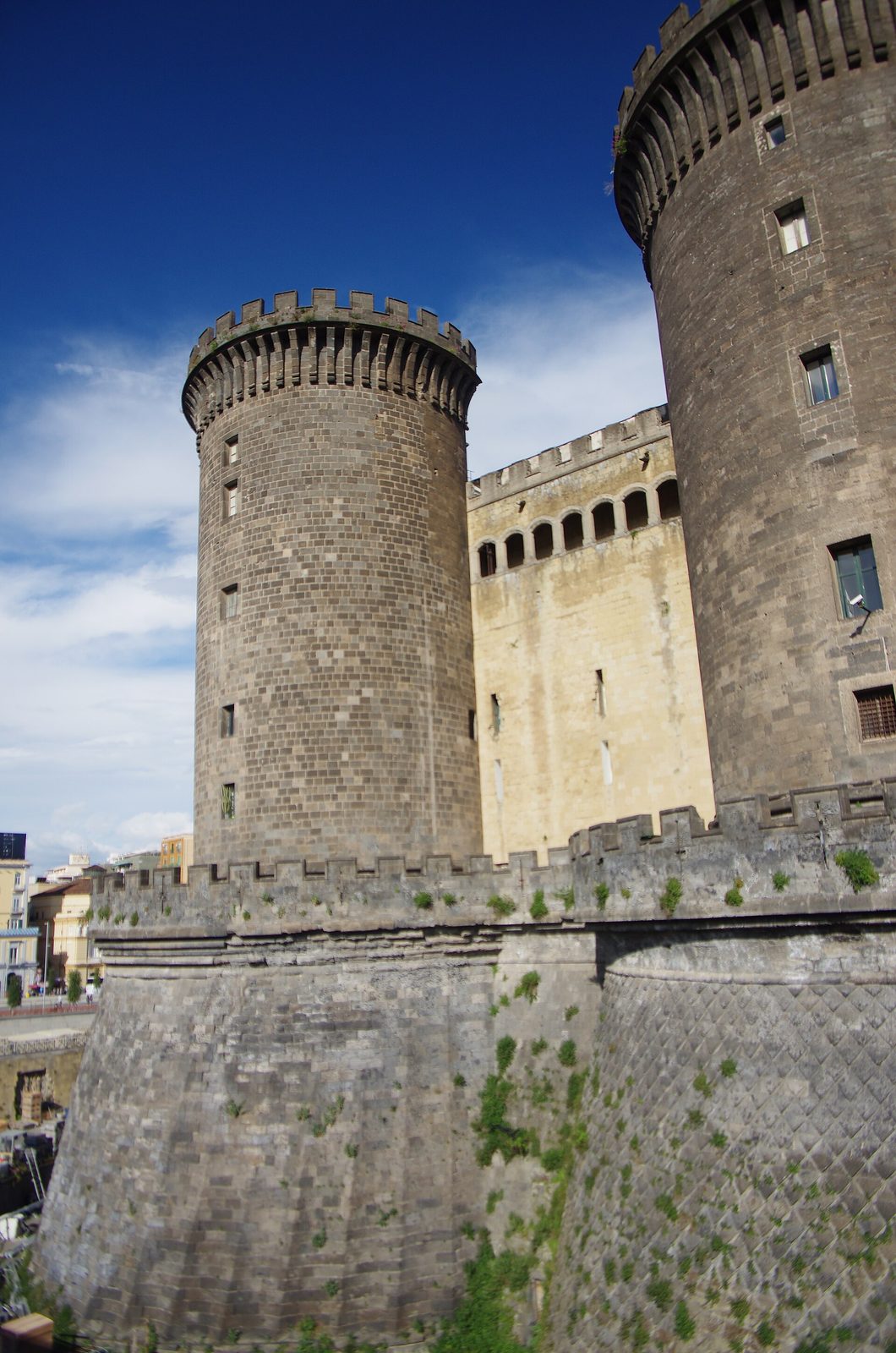 The round stone towers of Castel Nuovo, the Maschio Angioino, on the Naples waterfront