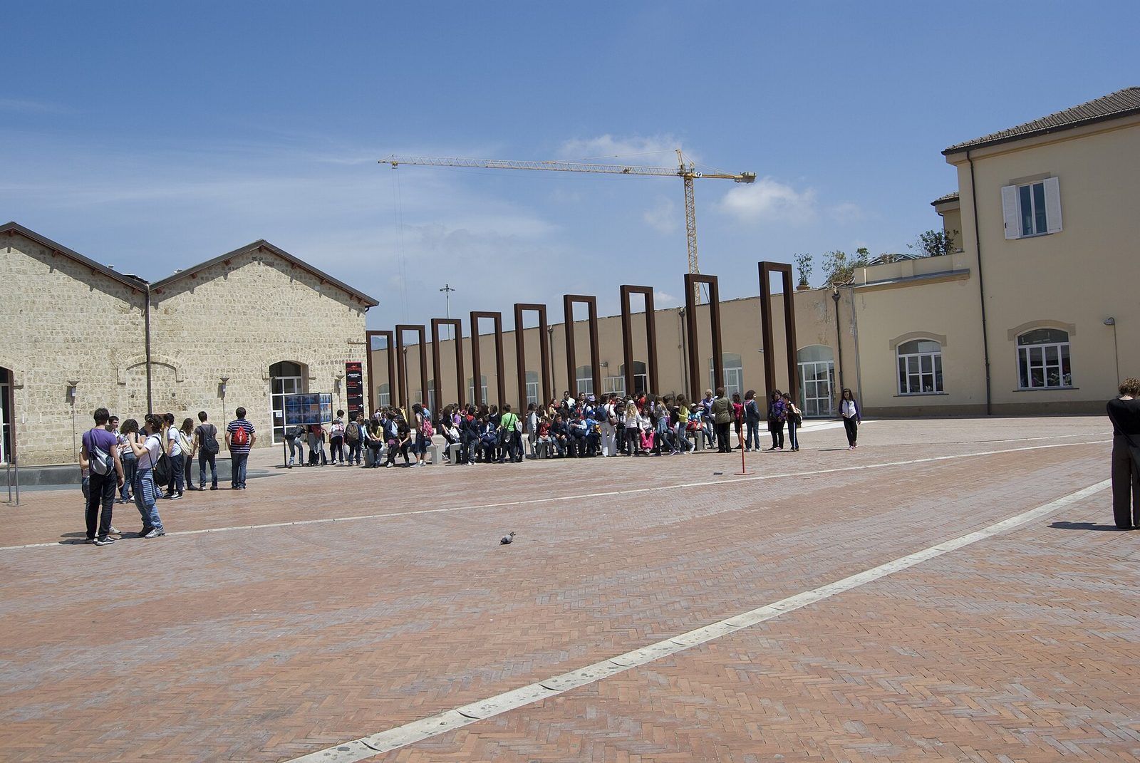 The courtyard in front of the museum buildings at Città della Scienza in Bagnoli, Naples