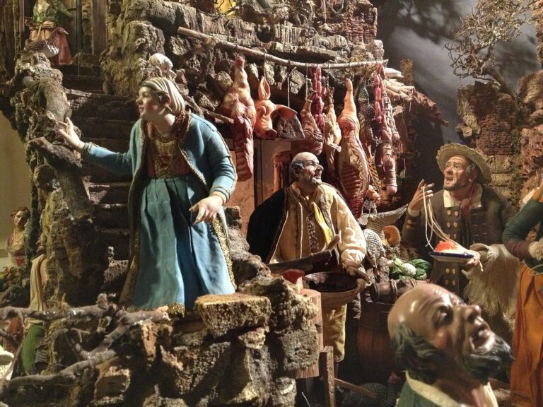 Hand-painted figures from a Neapolitan nativity scene, the presepe at the heart of Christmas in Naples