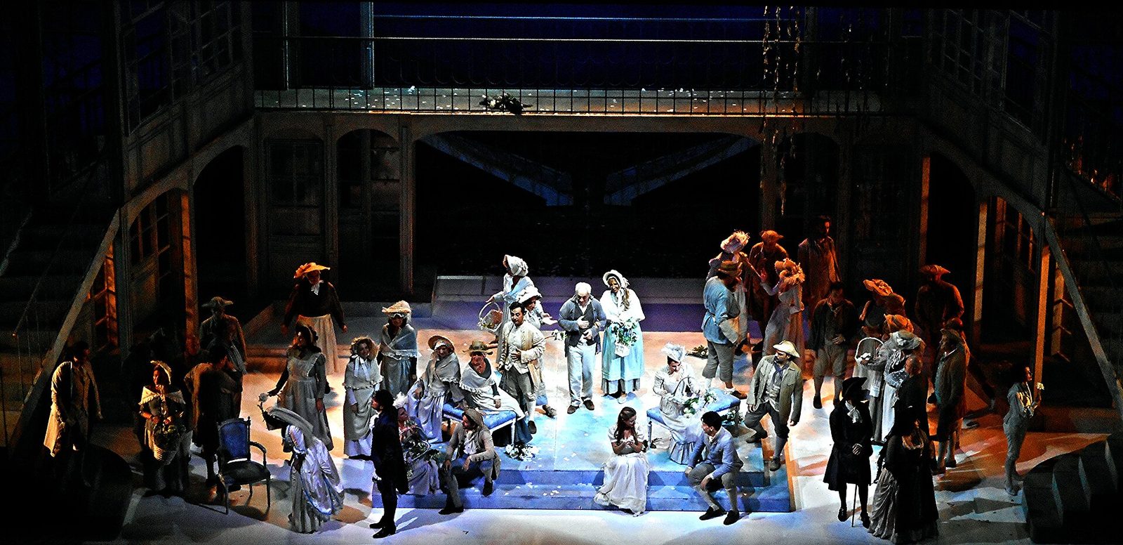 A performance of The Marriage of Figaro on the stage of the Teatro di San Carlo in Naples